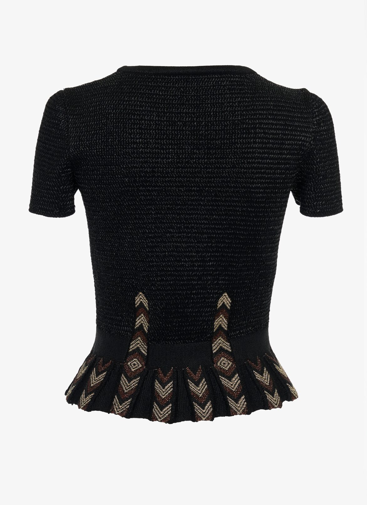 Short-sleeved raffia sweater
 ALAÏA BLACK/GOLD SHORT-SLEEVED RAFFIA SWEATER